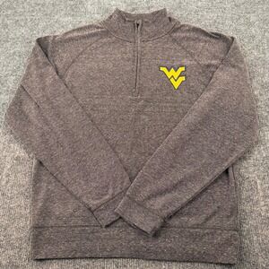 Camp David Quarter Zip Pullover Mens Medium West Virginia WVU Gray Modern Casual